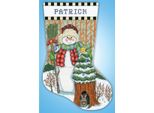 Kit Per Ricamo A Punto Croce Design Works "Calza Di Natale Pupazzo Di Neve"", Schema Contato, 43X30 Cm"