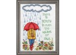 Kit Punto Croce Contato Design Works "Gocce Di Pioggia"", 13X18 Cm"