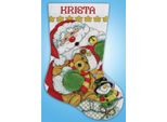 Kit Per Ricamo A Punto Croce Design Works "Calza Di Natale Babbo Natale"", Schema Contato, 43X30Cm"