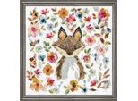 Kit Per Ricamo A Punto Croce Design Works "Watercolour Fox"", Schema Contato, 25X25Cm"
