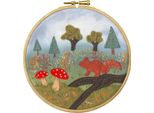 Kit Per Ricamo In Feltro Bothy Threads Con Telaio Da Ricamo "A Walk In The Woods"", Sfondo Stampato, EFE8, Diam 15Cm"
