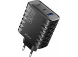 Caricatore Di Rete 230V Ricarica Rapida 65W 2 USB-C Usb Type-C + USB-A Gan / Speed Surge Gan 65W