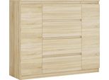 Cassettiera, Colore: Sonoma, 140 X 39 X 101 Cm, Con 2 Ante E 4 Cassetti