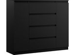 Cassettiera, Colore: Nero Opaco, 120 X 39 X 101 Cm