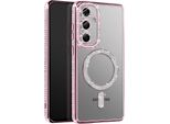 Avizar, Custodia A Diamante Per Samsung Galaxy S25 Plus Magsafe Rhinestone Edge, Rosa