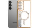 Avizar, Custodia A Diamante Per Samsung Galaxy S25 Magsafe Con Bordo Strass, Oro