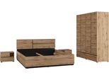 Schlafzimmer-Set INOSIGN Cross, moderne, grifflose Optik, FSC-zertifiziert, braun (wotan eiche), 4trg. Schrank + ohne Matratze, B/H: 180cm x 200cm, Schlafzimmermöbel-Sets, Komplettschlafzimmer-Set