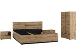 Schlafzimmer-Set INOSIGN Cross, moderne, grifflose Optik, FSC-zertifiziert, braun (wotan eiche), 2trg. Schrank + ohne Matratze, B/H: 180cm x 200cm, Schlafzimmermöbel-Sets, Komplettschlafzimmer-Set