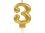 Candela Di Compleanno Oro 3 /Altezza 9,3 Cm/