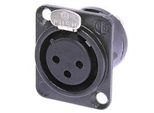 Neutrik - Connettore Di Montaggio Xlr, Femmina A 3 Pin, Placcato Oro, Nero, Dimensione D