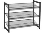 Scarpiera In Metallo Nero, 3 Livelli