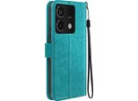 Mayaxess, Custodia A Portafoglio Redmi Note 13 Pro 5G Funzione Stand Con Cinturino A Mano, Blu Turchese