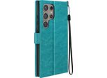 Mayaxess, Custodia Samsung Galaxy S24 Ultra Wallet Funzione Stand Con Cinturino, Blu Turchese