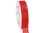 Nastro Natalizio Rosso Con Stelle, Glitter, Decorazione, 25 Mm X 18 M