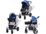 Vidaxl Carrozzina 3 In 1 In Alluminio Blu E Nero