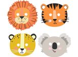 Amscan 9909362 - Maschere Get Wild, 8 Pezzi, Carta, Safari, Festa A Tema, Festa Di Compleanno Per Bambini