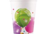 Procos 93462 - Bicchiere Party Sparkling Balloons, Capacità Massima 200 Ml, 8 Pezzi, Bicchiere Di Carta Monouso, Festa Di Compleanno Per Bambini, Stoviglie Per Feste, Mix