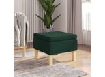 The Living Store Sgabello Con Gambe In Legno Tessuto Verde Scuro