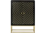 Vidaxl Credenza A 2 Ante Oro Nero 55X30X75 Cm In Legno Massiccio Di Mango