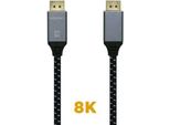Displayport 1.4 8K Aisens A149-0437/ Displayport Maschio - Displayport Maschio/ 2M/ Nero Grigio