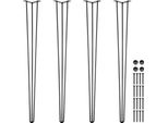 Gambe Da Tavolo In Metallo Nero - 40 Pollici / 101,6 Cm - 4 Pezzi - Gambe Da Tavolo A Forcella - 3 Montanti - Regolabili - Intercambiabili Fai Da Te