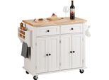 Isola Da Cucina Deluxe - Carrello Di Servizio E Carrello 1100 X 450 X 825 Mm - 136 Kg Di Carico Max. Carico - Mobile Da Cucina Con 2 Cassetti, Portasciugamani E Legno Massiccio - Mobile Per Microonde E Carrello Da Cucina