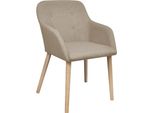 Vidaxl Sedie Da Pranzo 2 Pz. Tessuto Beige E Legno Massiccio Di Quercia