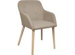 Vidaxl Sedie Da Pranzo 6 Pz. Tessuto Beige E Legno Massiccio Di Quercia