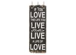 Vidaxl Appendiabiti Da Parete Con 6 Ganci 120 X 40 Cm "Love Live"""