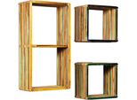 Vidaxl Set Di 3 Mensole Da Parete In Legno Massiccio Riciclato Teak Multicolore
