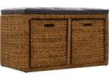 Panca Con 2 Cestini In Seagrass 71×40×42 Cm Marrone