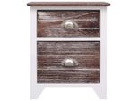 Comodino Marrone E Bianco 38×28×45 Cm In Legno Di Paulownia