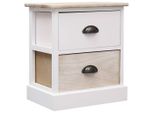 Comodini 2 Pz. Bianco E Naturale 38×28×45 Cm In Legno Di Paulownia