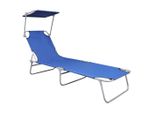 Lettino Pieghevole Con Tettuccio Parasole In Alluminio Blu