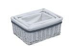 Vidaxl Set Di Cestini Da 3 Pezzi Nidificabili In Vimini Bianco