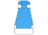 Lettino Pieghevole Con Cuscino Testa Acciaio Blu Turchese