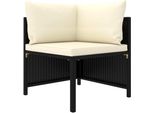 Divano Da Giardino A 4 Posti Con Cuscini In Poly Rattan Nero