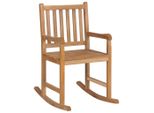 Sedia A Dondolo Con Cuscino Rosso In Teak Massiccio