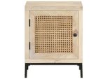 Syfax™ Comodino 40X30X50 Cm Legno Massello Di Mango E Canna Naturale