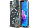 Etui Guess Iml Metal Glitter Flowers Triangle Magsafe Do Iphone 16E Czarny