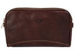 Kulturbeutel PIKÉ, Gr. B/H/T: 27cm x 15cm x 8cm onesize, braun, Leder, glänzend, beschichtet, Taschen, echt Leder, Made in Italy