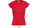 Sols 11388 | Maglietta Donna Con Scollo A V Moon - Colore: Rosso - Taglia: M