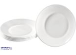 Eduplay 110420 Piatto Per Bambini, Vetro Temperato, Ø 24 Cm, Bianco (Confezione Da 6)