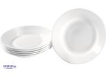 Eduplay 110419 Piatto Fondo Per Bambini, Vetro Temperato, Vetro Temperato, Ø 22 Cm, Bianco (Confezione Da 6)