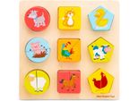 New Classic Toys Puzzle A Blocchi Di Forme Geometriche - Animali Della Fattoria