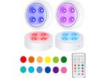 4 Pezzi Rgb Led Sotto La Luce Dell'armadietto Senza Fili Dimmerabile, Illuminazione Dell'armadietto Batteria Timer 13 Colori Touch, Led Spot Telecomando Cucina Scaffale Scala, Bianco