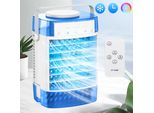 Mini Condizionatore D'aria 4 In 1, Condizionatore D'aria Portatile Silenzioso, Ventilatore Con Raffreddamento Ad Acqua 2 Modalità 3 Velocità Timer Luce Rgb Per Il Campeggio Camera, Blu