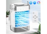 Mini Condizionatore D'aria 4 In 1, Condizionatore D'aria Portatile Silenzioso, Ventilatore Con Raffreddamento Ad Acqua 2 Modalità 3 Velocità Timer Luce Rgb Per Il Campeggio Camera, Grigio