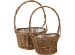 Set Di Cesti Per Piante In Vimini Ovale Marrone 2 Pezzi Cesto Decorativo Decorazione Floreale
