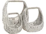 Cesto Con Manico In Vimini Grigio Set Di 3 Cesto Decorativo Per Piante